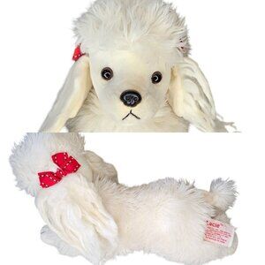 Vintage Russ Berrie Lacie French White‎ Poodle Plush Dog Stuffed Animal Bows 9"